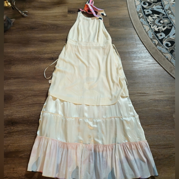 Gianni Bini x Venita Aspen Abstract Print Sateen Halter A-line long Maxi Dress - Picture 12 of 14